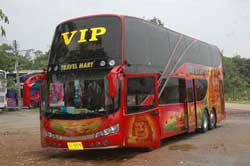 Red Double Decker VIP bus runs from Koh Chang to Kao San Road, Bangkok
