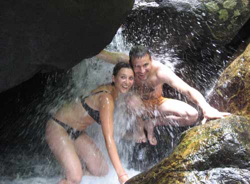 Cooling off in the waterfall