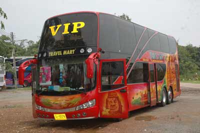 Red or Blue Double Deck bus called the VIP bus